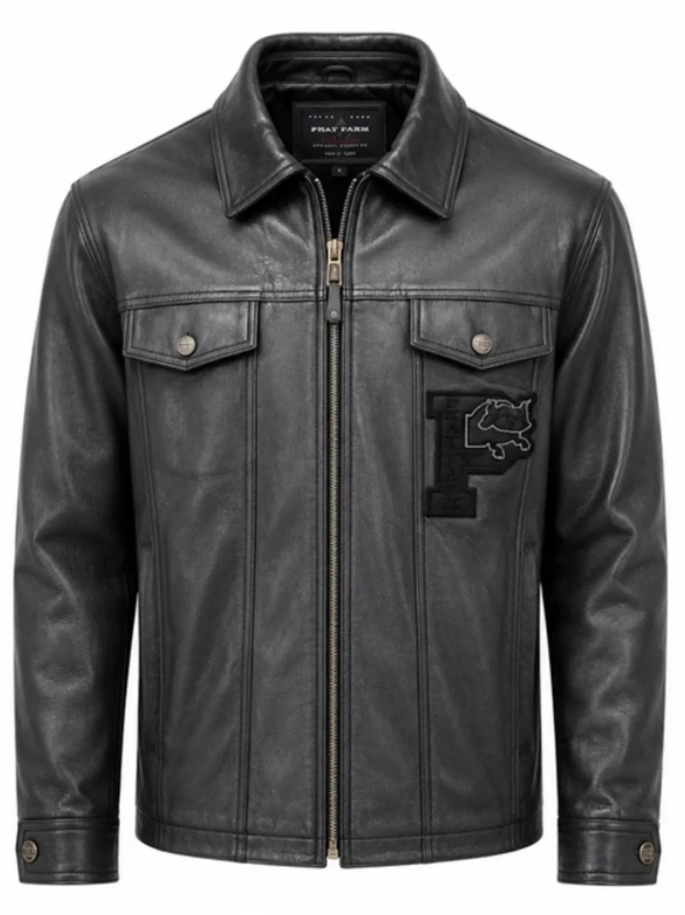 Vintage Phat Farm Vintage Black Leather Jacket XL Men